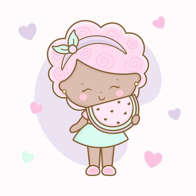 Niña linda con ilustración de sandía