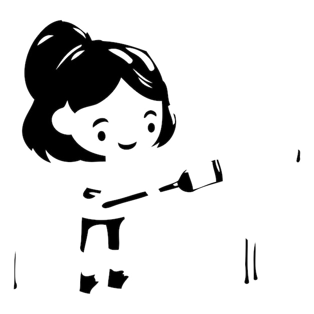 Una niña linda regando el corazón con una ilustración vectorial de una jarra de riego