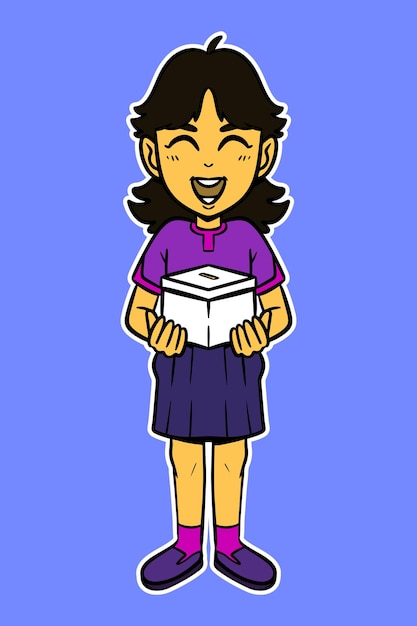 Niña llevando una caja Ilustración vectorial