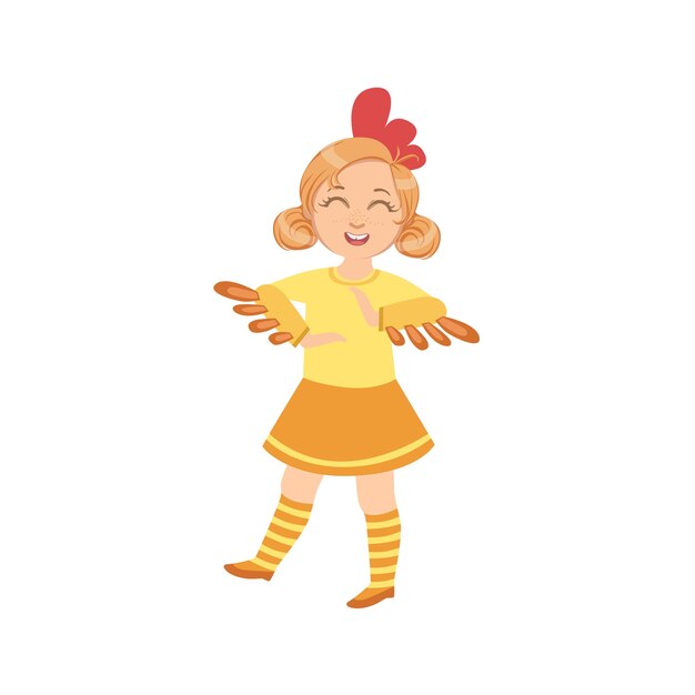 niña, llevando, pollo, animal, disfraz