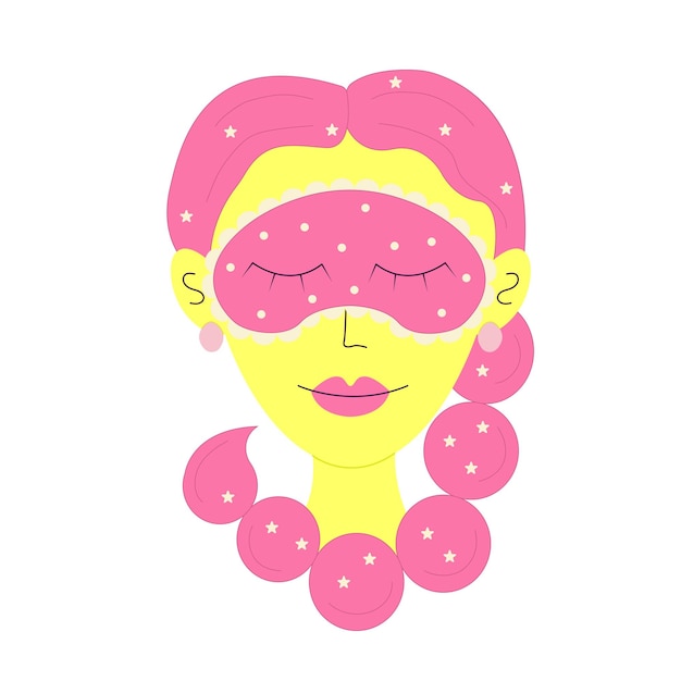 Vector niña con una máscara para dormir concepto de relajación y meditación ilustración vectorial