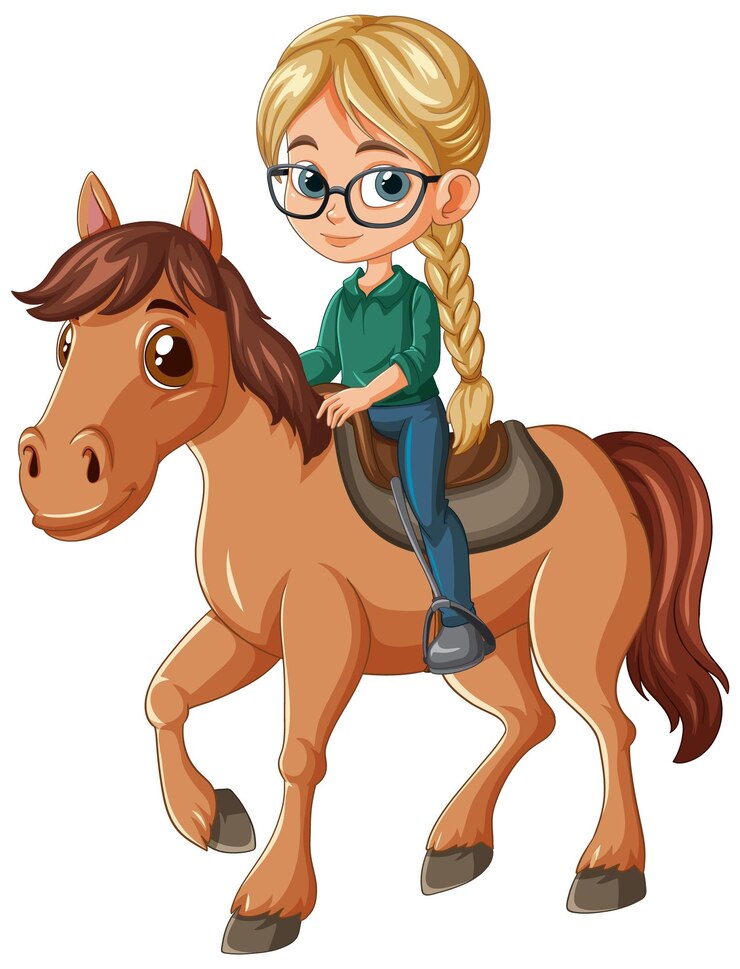 Niña montando un caballo marrón