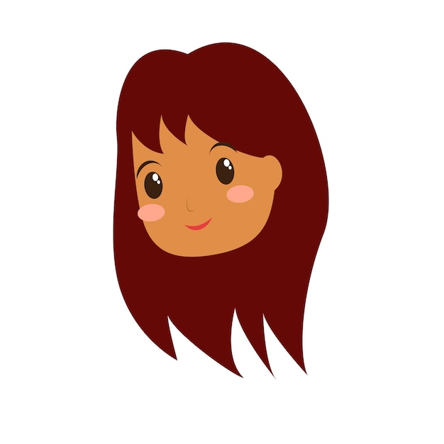 Vector niña mujer ondulado cabello de longitud media