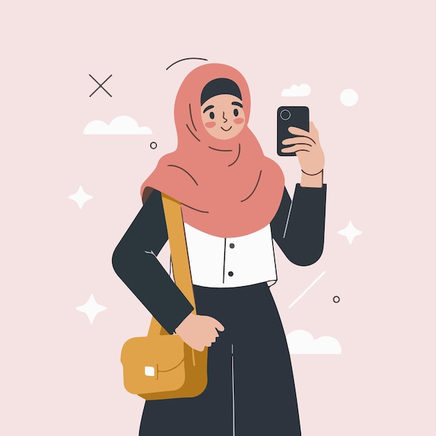 Niña musulmana con ilustraciones de hijab