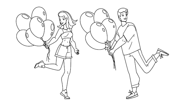 niña y niño con globo de aire en vector de fiesta