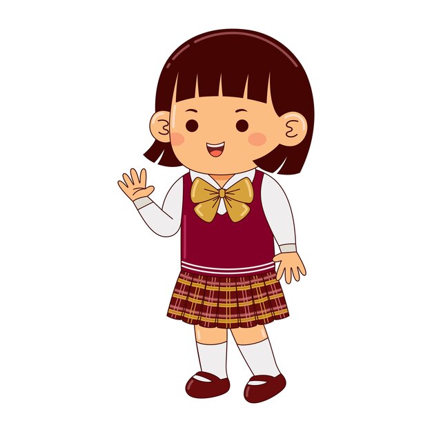 niña niños japón escuela uniforme vector ilustración