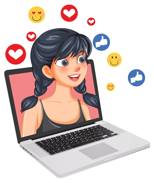 Niña participando en las redes sociales