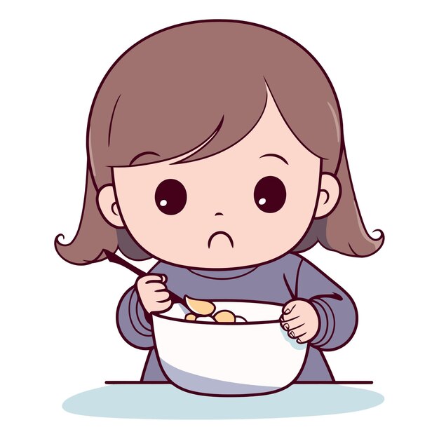 Niña pequeña comiendo un plato de cereales eps