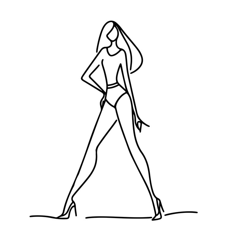 Niña con piernas largas en boceto corto