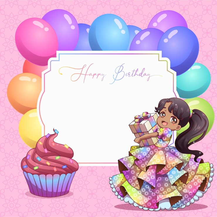 Vector niña princesa feliz cumpleaños invitación