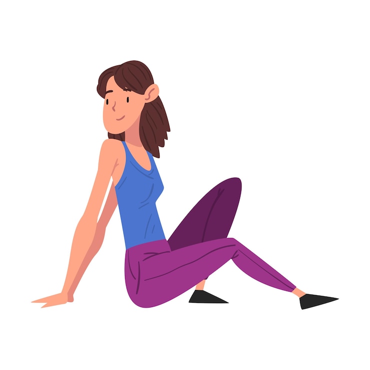 Vector niña con ropa casual estudiante sentada en el césped ilustración vectorial de dibujos animados