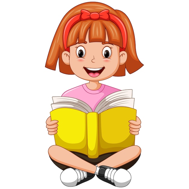 Niña sentada y leyendo un libro