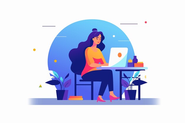 niña sentada en una silla elemento de ilustración de personaje de vector de oficina seria