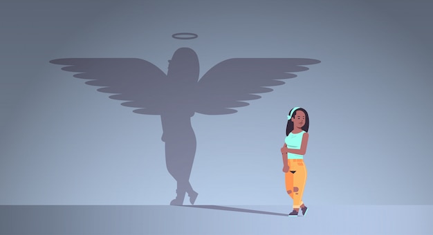 Vector niña con sombra de angel