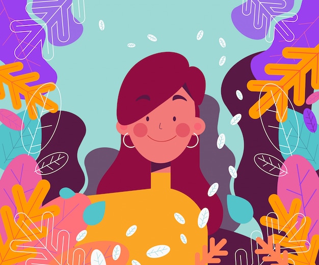 Vector niña sonriente con colores de fondo