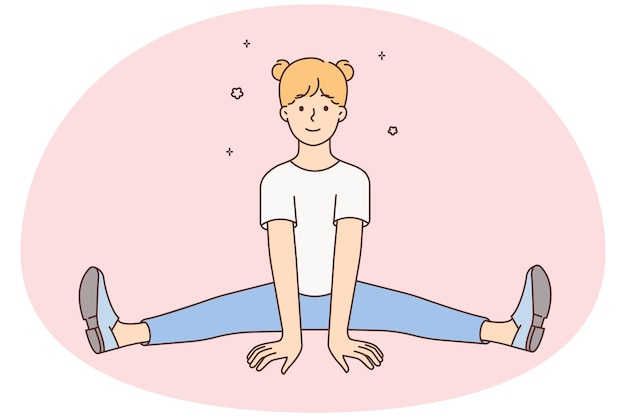 niña sonriente, sentarse, en, legsplit