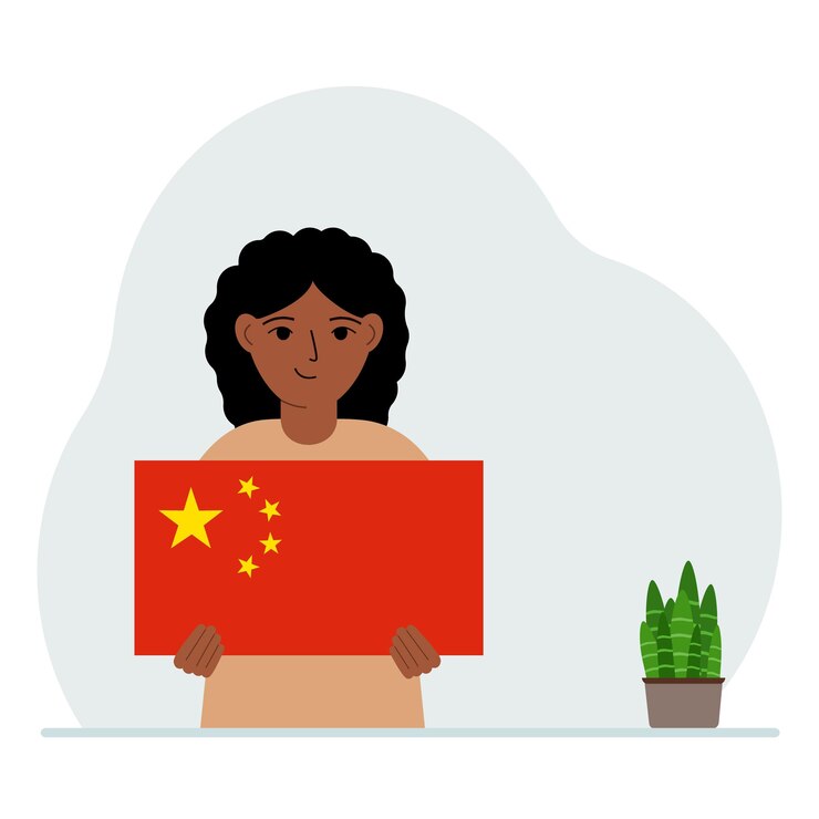 Vector niña sosteniendo la bandera de china el concepto de fiesta nacional de demostración o patriotismo nacionalidad