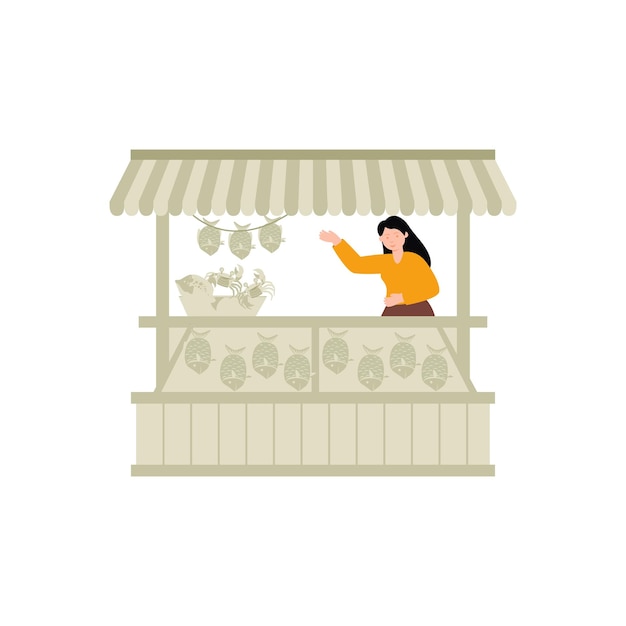 La niña tiene una tienda de piña.