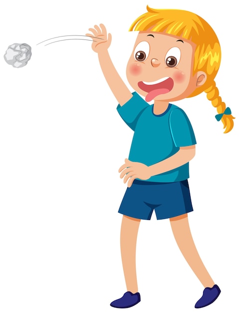 Una niña tirando papel vector