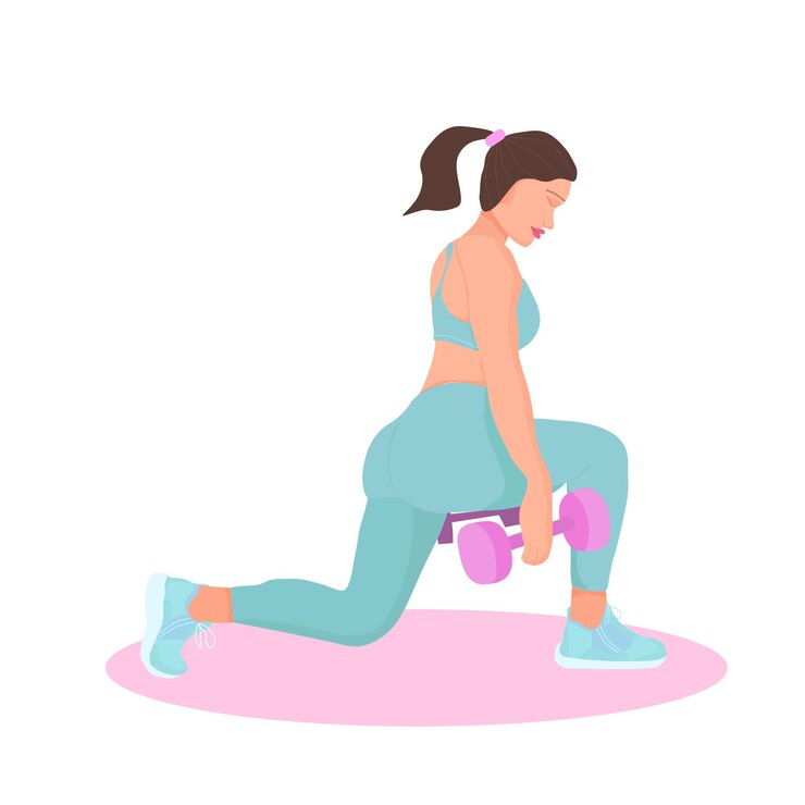 Vector niña trabajando con pesas ilustración vectorial sobre fondo blanco