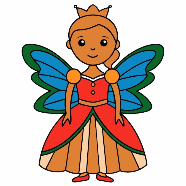 Vector niña con traje de invierno elfo de navidad dibujado a mano personaje de dibujos animados pegatina icono concepto aislado