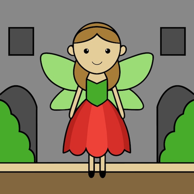 Vector niña con traje de invierno elfo de navidad dibujado a mano personaje de dibujos animados pegatina icono concepto aislado