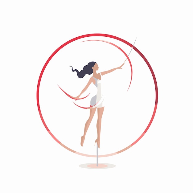 Vector niña con un vestido blanco bailando en el círculo ilustración vectorial