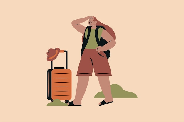 Niña viajando para una ilustración vectorial de vacaciones