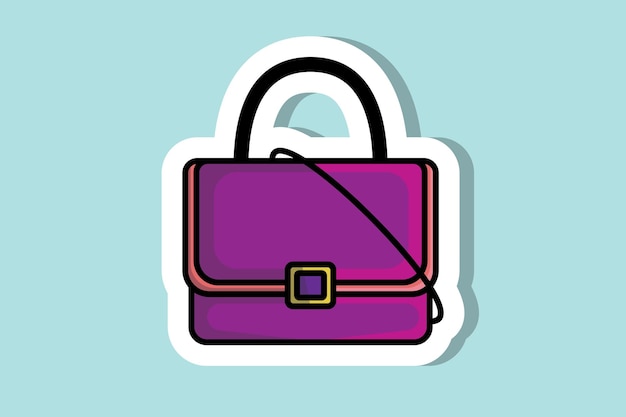 Niñas hermosas Bolso de mano o bolso pegatina ilustración vectorial de objetos de moda de belleza concepto de icono