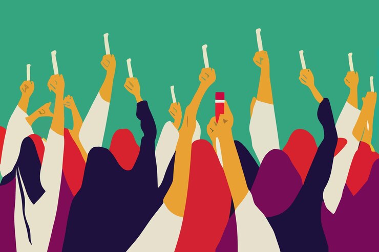 Vector niñas iraníes en hiyab ilustración por la libertad de las mujeres en irán
