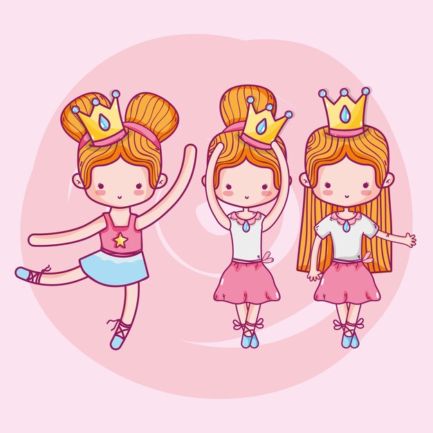 Las niñas practican ballet a preforma elegante