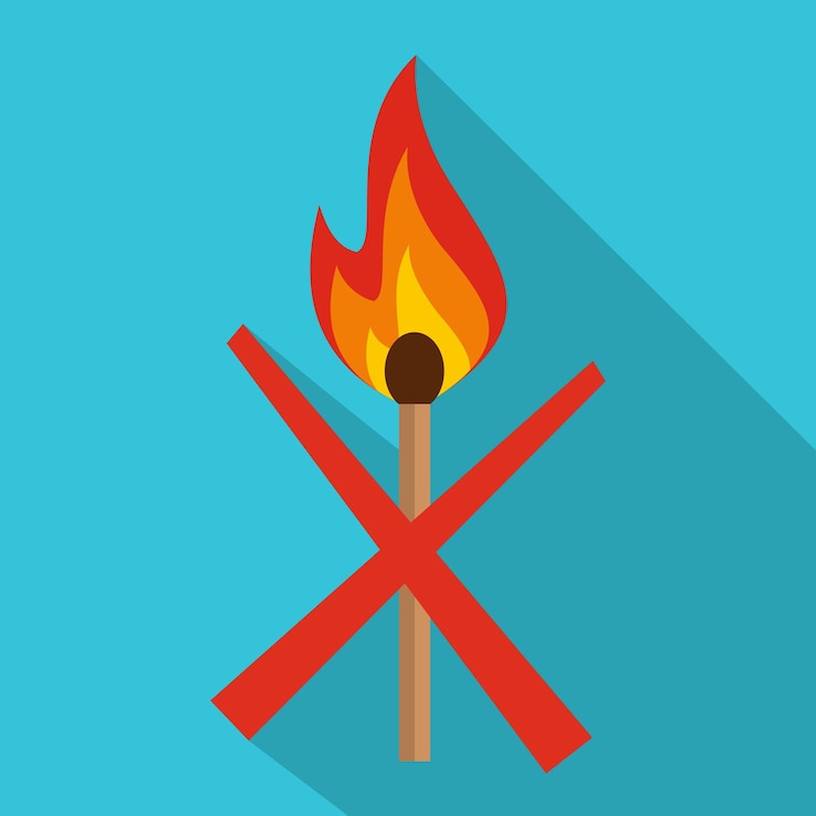 Vector ningún icono de fuego ilustración plana de ningún icono de vector de fuego para web