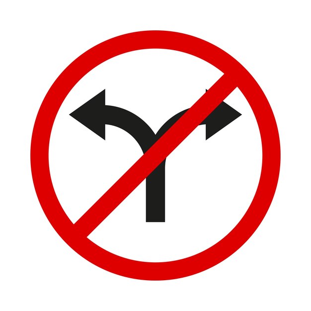 Ningún lado gira icono de círculo rojo par de flechas bloqueadas símbolo de carretera vectorial