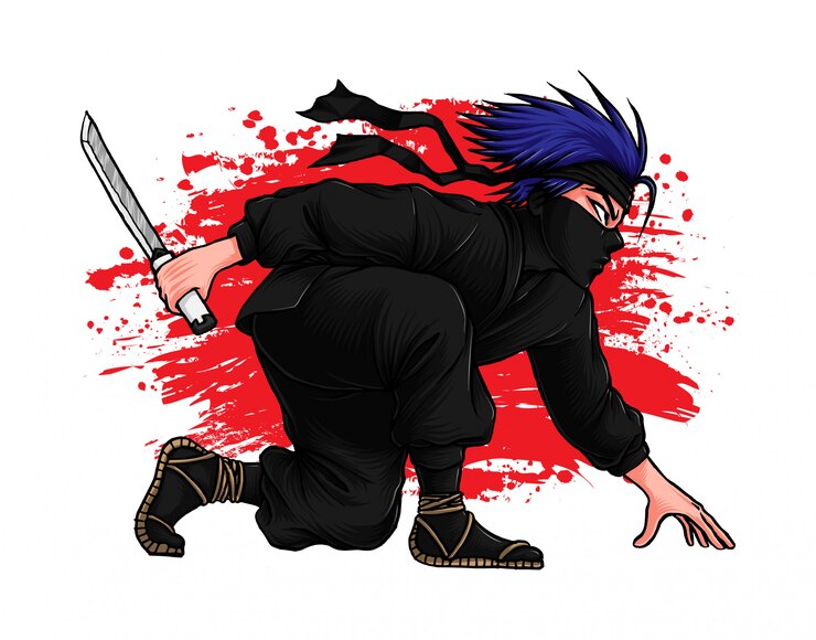 Vector ninja assasin illustration, hand drawn illustration