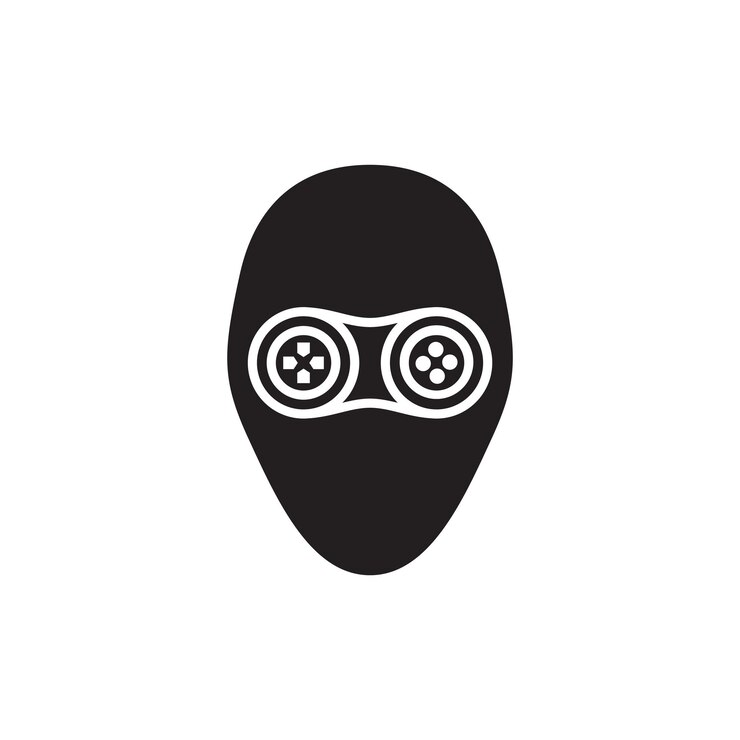 Vector ninja cara negra con diseño de logotipo gamepad símbolo gráfico vectorial icono ilustración idea creativa