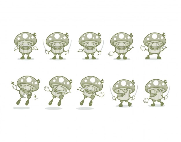 ninja de dibujos animados de setas con diez movimientos diferentes