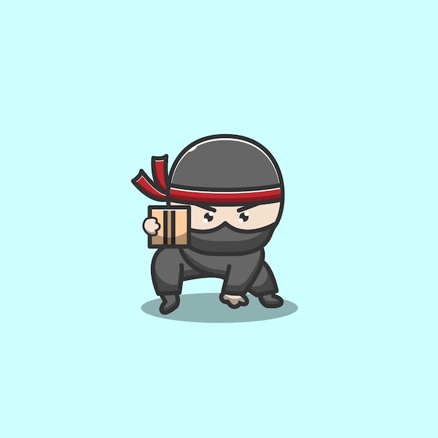 Vector ninja de entrega de paquetes