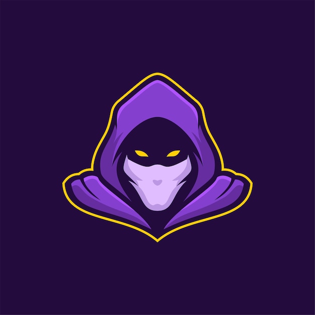 Ninja head cartoon logo template illustration esport logo gaming vector premium