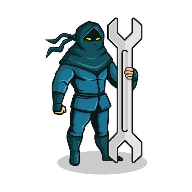 Ninja con ilustración de llave inglesa.