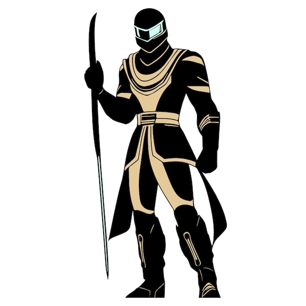 Ninja ilustración vectorial de un guerrero japonés de cuerpo entero