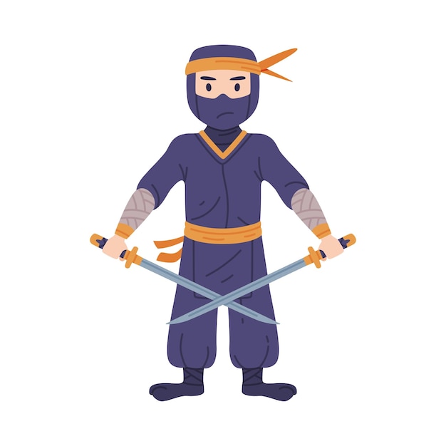 Ninja o personaje shinobi como agente encubierto japonés o mercenario en disfraz de shozoku con