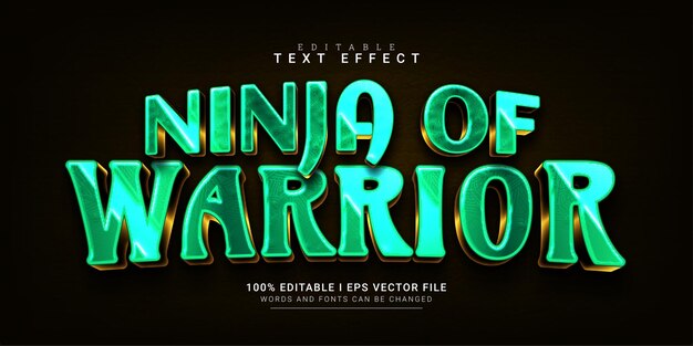 Ninja of warrior ilustraciones de efectos de texto de estilo 3d