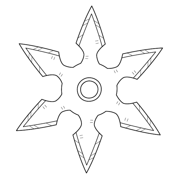 Vector ninja shuriken página de colorear aislada para niños