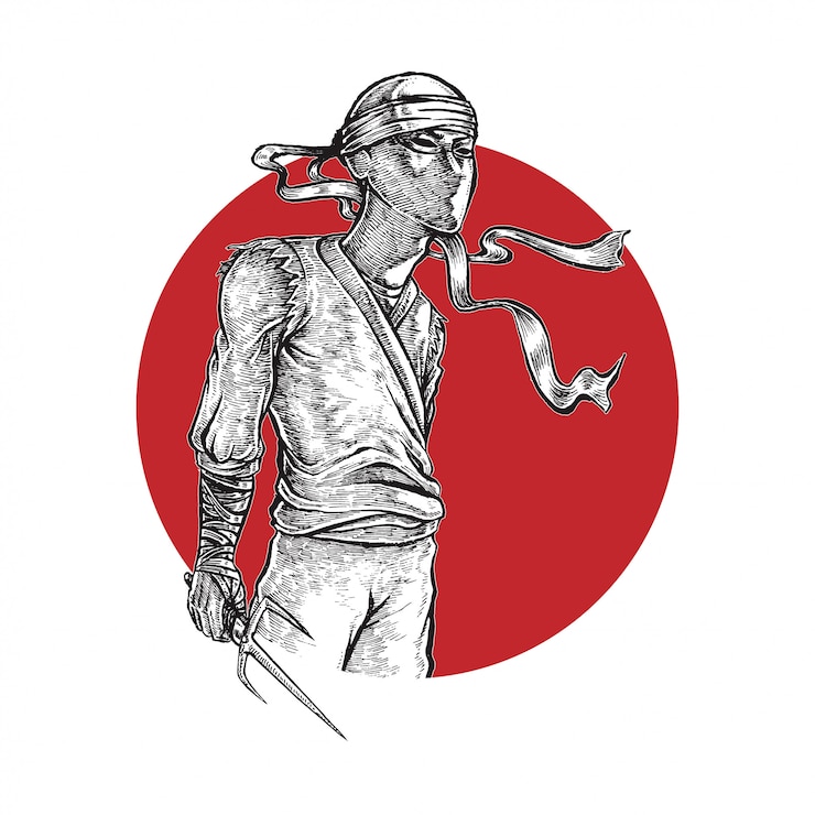Vector ninja sosteniendo arma ilustración