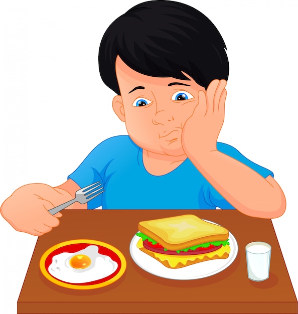 Vector niño aburrido para comer