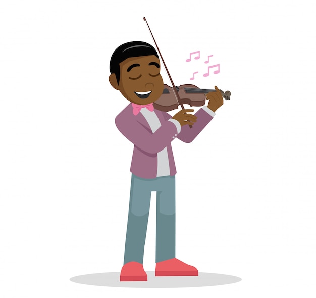 Vector niño africano tocando el violín.