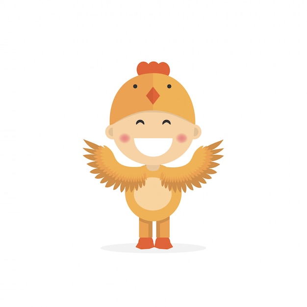 Niño aislado vestido como un pollo