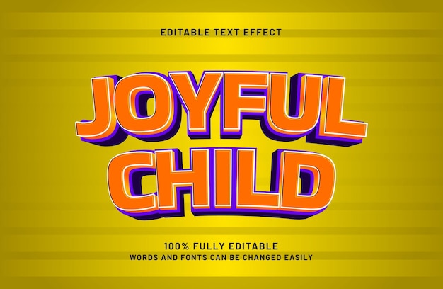 niño alegre efecto de texto editable en estilo de texto feliz y alegre