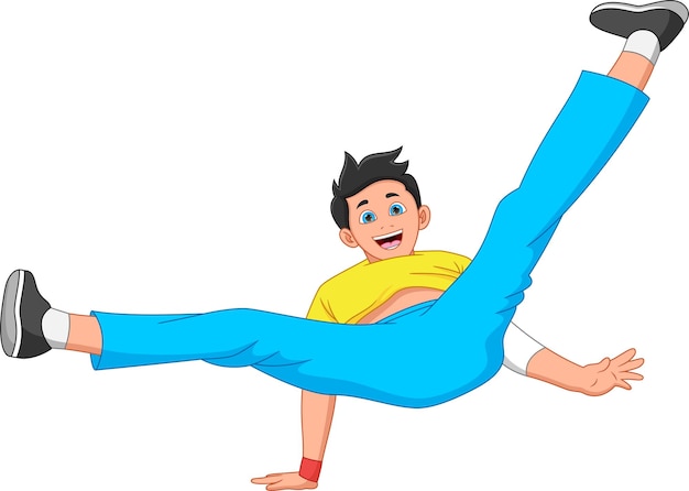 niño bailando breakdance sobre fondo blanco