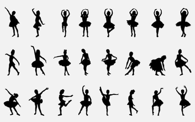 Niño Bailarina Vector Siluetas